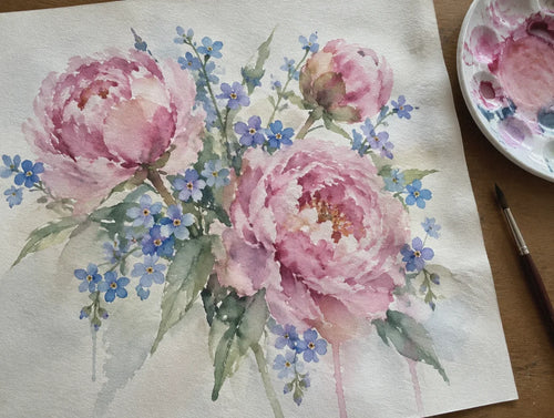 Loose watercolor flowers pattern book