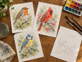 Watercolor garden birds pattern collection