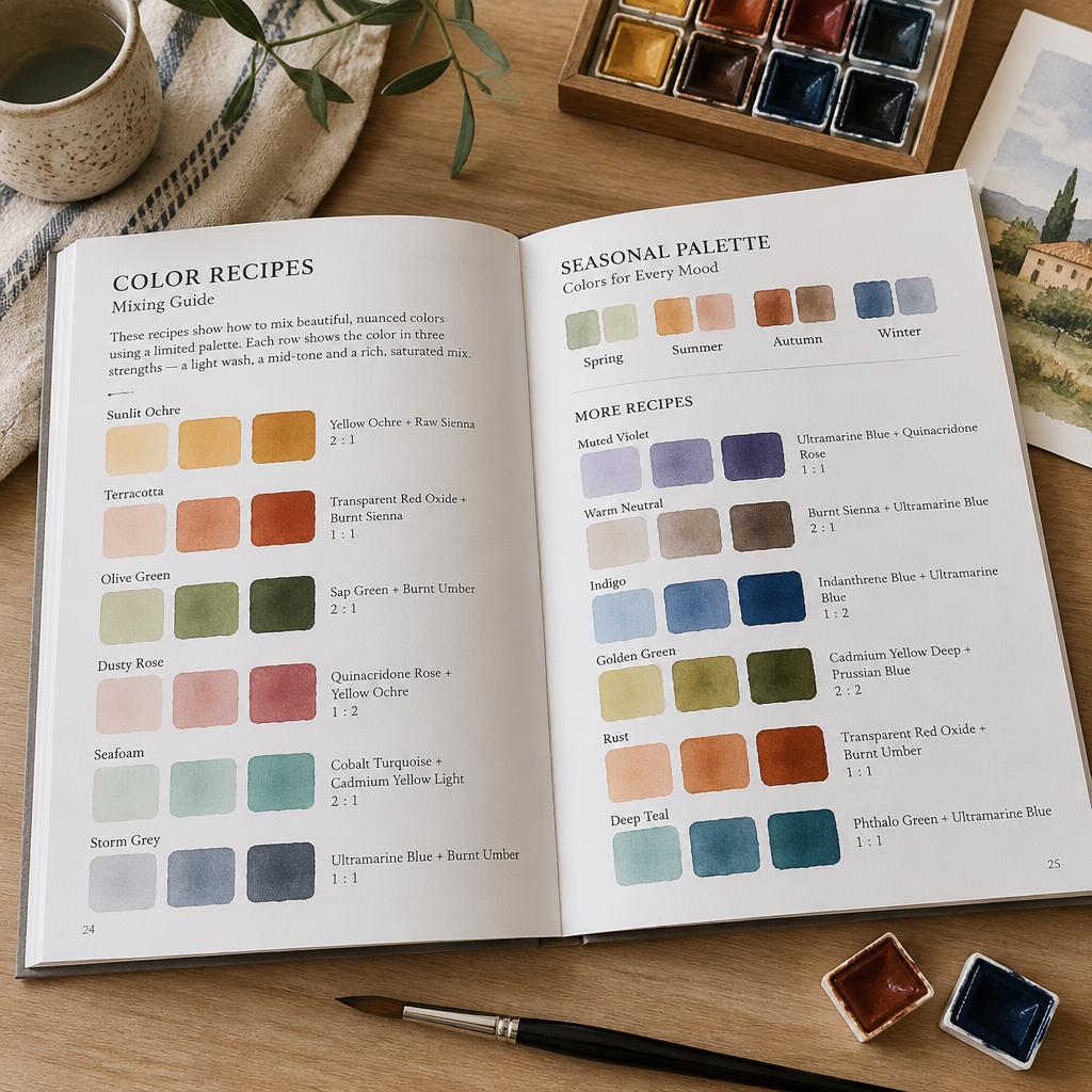 Watercolor Color Mixing Recipe Book
